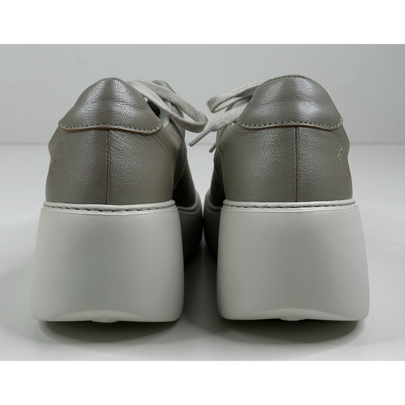 Fly London Delf Silver Gray Leather Platform Wedge Sneakers Womens US 7-7.5 EU38 - Picture 4 of 10